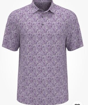 PGA TOUR Mens Athletic Polo Short Sleeve Wicking Polo Shirt Large Purple Floral